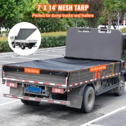 SucceBuy 18oz Dump Truck Mesh Tarp PVC Coated Heavy Duty Cover with Reinforced Webbing for Manual or Electric Dump Truck Syste