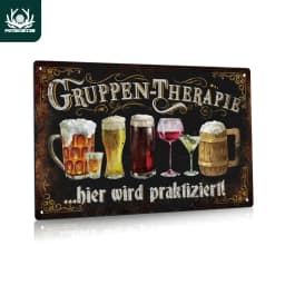 Putuo Decor 1pc Beer Metal Tin Sign, Gruppen-Therapie, Vintage Wall Art Decor for Home Bars Pubs Club Garage Man Cave