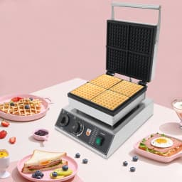 Commercial Waffle Maker, Non Stick Waffle Baker Machine With 122-572℉ Temp Range and Time Control, for Cafeterias, Bakeries