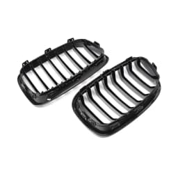 MagicKit 1Pair Bright Black Slat Line Kidney Grill Grille Auto Accessories Fit for BMW 1-Series F20 F21 2011 2012 2013 2014 2015