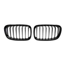 MagicKit 1Pair Bright Black Slat Line Kidney Grill Grille Auto Accessories Fit for BMW 1-Series F20 F21 2011 2012 2013 2014 2015