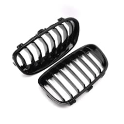 MagicKit 1Pair Bright Black Slat Line Kidney Grill Grille Auto Accessories Fit for BMW 1-Series F20 F21 2011 2012 2013 2014 2015
