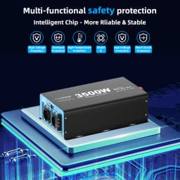 3500W Continuous Power Pure Sine Wave Inverter Peak Power 7000W DC 12V to AC 230V 50HZ EU Socket LCD Car Voltmeter Converter