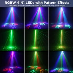U'King 24W LED Party Light 4IN1 Mixed Effect Light RGBW Colorful Patterns Strobe Laser Light DMX Stage Light for DJ Disco Club