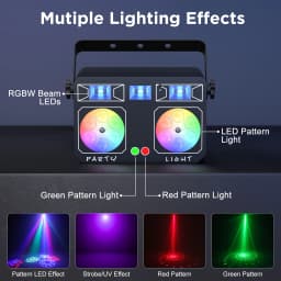U'King 24W LED Party Light 4IN1 Mixed Effect Light RGBW Colorful Patterns Strobe Laser Light DMX Stage Light for DJ Disco Club