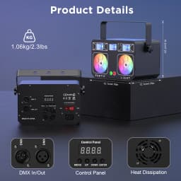 U'King 24W LED Party Light 4IN1 Mixed Effect Light RGBW Colorful Patterns Strobe Laser Light DMX Stage Light for DJ Disco Club