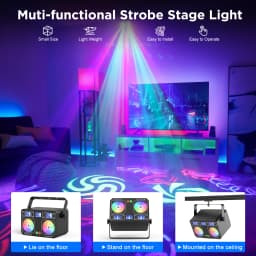 U'King 24W LED Party Light 4IN1 Mixed Effect Light RGBW Colorful Patterns Strobe Laser Light DMX Stage Light for DJ Disco Club