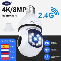 8MP 4K WiFi Security Camera Spotlight E27 Bulb Camera Indoor Baby Monitor 360 ° Panoramic IP Camera CCTV Video Camera Neye3c APP