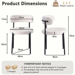 EGOONM 2/4/6Pcs Nordic Style Dining Chairs Upholstered Kitchen Chairs with Teddy Velvet Chair Home Dining Room Kitchen Chairs