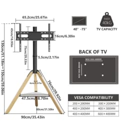 Height Adjustable Swivel Corner Floor TV Stand Universal for 40-75 Inches Max Load 40kg