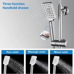 Shower System with Thermostat – 10-Inch Rain Shower Head, Stainless Steel, with Thermostat and Adjustable Wall Mount