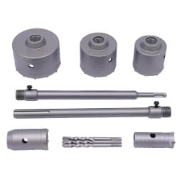 9Pcs Hole Bit + SDS Plus/Max Shank for Concrete Cement Stone Wall ø30-100mm 370mm Wall Hole Drill Bit Set Steel
