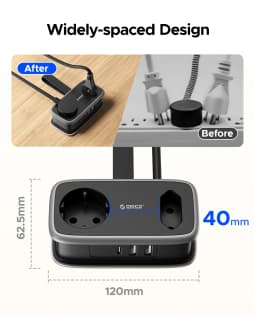 ORICO EU Plug Travel Power Strip with 3AC 3USB Port 1.1M Extension Cable 5-In-1 Charging Smart Socket for Home/Travel Save Space