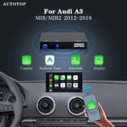 AUTOTOP Wireless CarPlay Android Automatic Converter Box For Audi A3 MIB/MIB2 2012-2018, Adapter Box, MirrorLink RearCamera WIFI