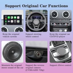 AUTOTOP Wireless CarPlay Android Automatic Converter Box For Audi A3 MIB/MIB2 2012-2018, Adapter Box, MirrorLink RearCamera WIFI