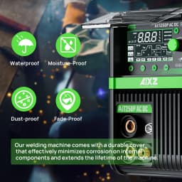 AIXZ 250 Amps 5 in 1 HF TIG Welder AIT250P AC/DC Aluminum Welding MMA ARC Argon Digital Pulse TIG Welding Machine 2T/4T IGBT Inverter for Stainless Steel Aluminum Hot Start Arc Force Anti-Stick