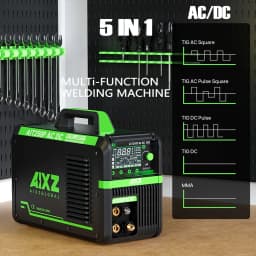 AIXZ 250 Amps 5 in 1 HF TIG Welder AIT250P AC/DC Aluminum Welding MMA ARC Argon Digital Pulse TIG Welding Machine 2T/4T IGBT Inverter for Stainless Steel Aluminum Hot Start Arc Force Anti-Stick