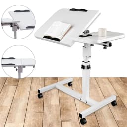 Height Adjustable Mobile over Bed Bedside Laptop Standing Desk with Hidden Wheels Rolling Sofa Side Computer Table