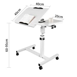 Height Adjustable Mobile over Bed Bedside Laptop Standing Desk with Hidden Wheels Rolling Sofa Side Computer Table