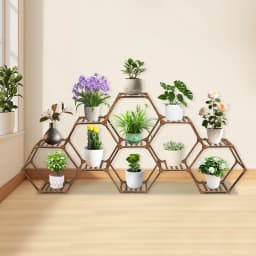 Plant Stand Wear-Resistant Large Wooden Plant Shelf Large Capacity Flowers Rack for Living Rooms/Foyers/Bedrooms/Balconies