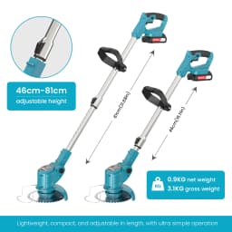 X-COTEC Lawn Trimmer, 21 V, 2 x 1.5Ah,60minute battery life, telescopic, three blades, for lawns, gardens and yards