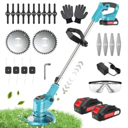 X-COTEC Lawn Trimmer, 21 V, 2 x 1.5Ah,60minute battery life, telescopic, three blades, for lawns, gardens and yards