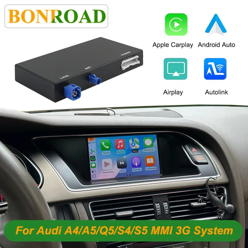 Bonroad Wireless Carplay Android Auto Retrofit Kits for Audi A4 B8 A5 Q5 2009-2015 Mirror Link Airplay Interface Decoder Box