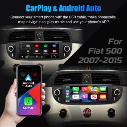 ESSGOO Android 15 4+64G Car Radio For Fiat 500 2007-2015 Wireless Carplay WIFI Navigation Multimedia Player 