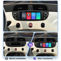 ESSGOO Android 15 4+64G Car Radio For Fiat 500 2007-2015 Wireless Carplay WIFI Navigation Multimedia Player 