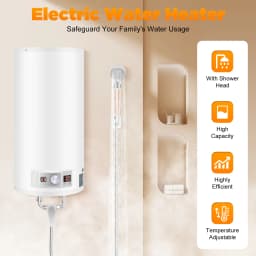 Electric Water Heater White Column 2000W Vertical Wall Mounted Shower Kit Temperature Control for Kitchen Bathroom