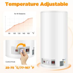 Electric Water Heater White Column 2000W Vertical Wall Mounted Shower Kit Temperature Control for Kitchen Bathroom