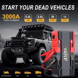 GKFLY Car Jump Starter 2000A/3000A Peak Power Bank 12V Car Booster Auto Emergency Starting Device Jump Start for Petrol Diesel