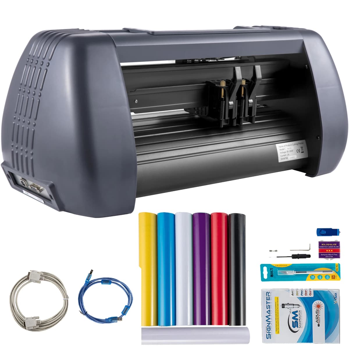 SucceBuy Vinyl Cutter Machine Computer Windows Software 3 Blades Pen Holder 14Inch 375MM Max Paper Feed Printer Cutting Plotter