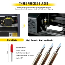 SucceBuy Vinyl Cutter Machine Computer Windows Software 3 Blades Pen Holder 14Inch 375MM Max Paper Feed Printer Cutting Plotter