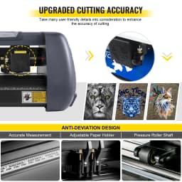 SucceBuy Vinyl Cutter Machine Computer Windows Software 3 Blades Pen Holder 14Inch 375MM Max Paper Feed Printer Cutting Plotter