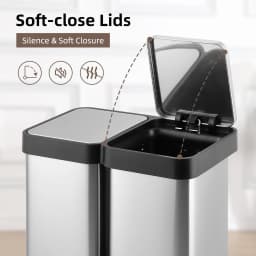 10 Gallon Dual Trash and Recycling Bin, Fingerprint Proof Stainless Steel Kitchen Garbage Can with Double Lid, Pedal Rubbish Bin