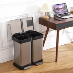 10 Gallon Dual Trash and Recycling Bin, Fingerprint Proof Stainless Steel Kitchen Garbage Can with Double Lid, Pedal Rubbish Bin