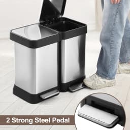 10 Gallon Dual Trash and Recycling Bin, Fingerprint Proof Stainless Steel Kitchen Garbage Can with Double Lid, Pedal Rubbish Bin