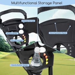 3 Wheel Golf Push Cart, Folding Golf Walking Push Cart w/ Elastic Straps, Umbrella & Cup Holder, Scoreboard Storage, Lightweight