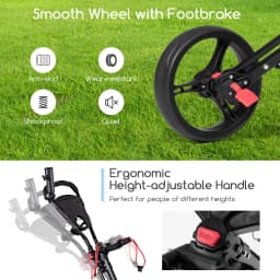 3 Wheel Golf Push Cart, Folding Golf Walking Push Cart w/ Elastic Straps, Umbrella & Cup Holder, Scoreboard Storage, Lightweight