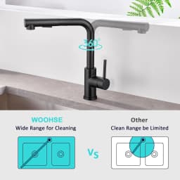 Black Low Pressure Kitchen Faucet, Pull Out Spray, 360° Swivel, 3 Hoses, 2 Water Modes, for Open Water Heaters