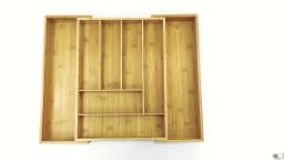 Bamboo Cutlery Tray 6-8 Compartment Utensil Holder for Kitchen Drawer Extendable Size Organiser for Knife, Forks and Cutlery