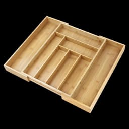 Bamboo Cutlery Tray 6-8 Compartment Utensil Holder for Kitchen Drawer Extendable Size Organiser for Knife, Forks and Cutlery