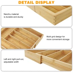 Bamboo Cutlery Tray 6-8 Compartment Utensil Holder for Kitchen Drawer Extendable Size Organiser for Knife, Forks and Cutlery