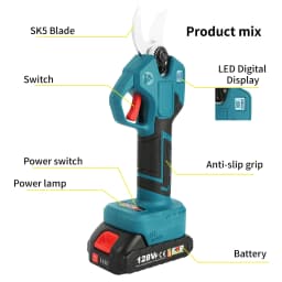 800W 30mm Brushless Electric Pruning Shears 4 Gear Cordless Garden Fruit Tree Bonsai Branches Scissors Power Tool Fast Cutting