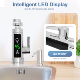 Electric Kitchen Faucet, 3000W Instant Heating, 360° Rotatable Spout, Stainless Steel & ABS, Hot & Cold Water
