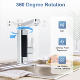 Electric Kitchen Faucet, 3000W Instant Heating, 360° Rotatable Spout, Stainless Steel & ABS, Hot & Cold Water