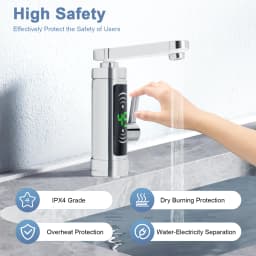 Electric Kitchen Faucet, 3000W Instant Heating, 360° Rotatable Spout, Stainless Steel & ABS, Hot & Cold Water