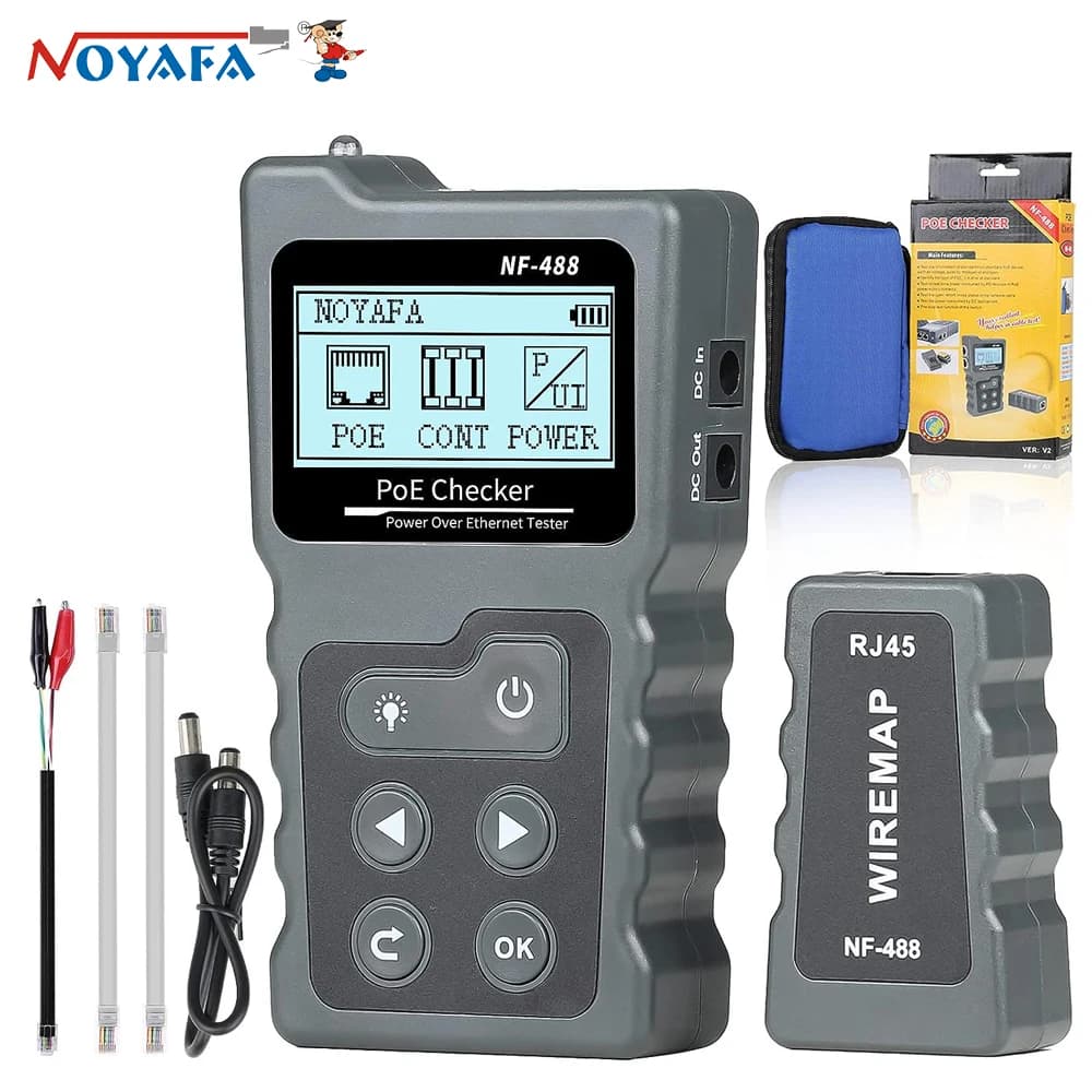 NOYAFA Network Cable Tester NF-488 Cable Tracker PoE Checker PoE Switch Online Test PoE Voltage Current Tester Loop-Back Test