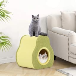 Cat Cave in Avocado Look, 2-in-1 Cat Bed & Jute Scratching Board, Cat Tent Cat Furniture Indoor, 35 x 33 x 40 cm
